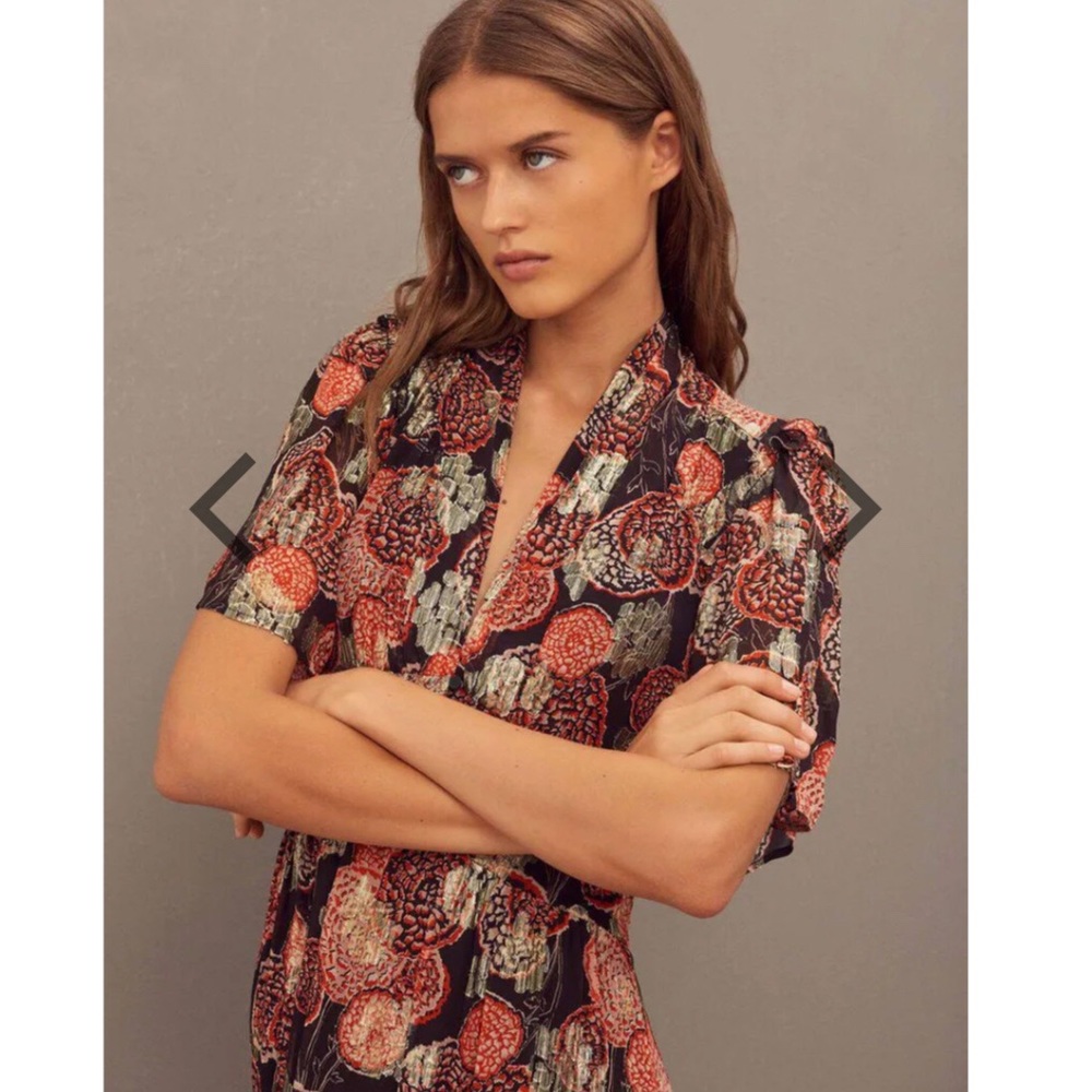 ba&sh Floral Maxi Dress - Black and Red - Picture 4 of 12